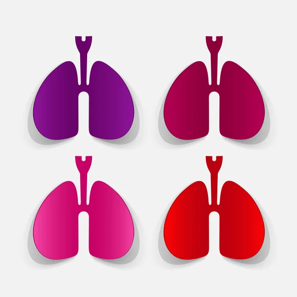 Pegatina recortada de papel: pulmones — Archivo Imágenes Vectoriales