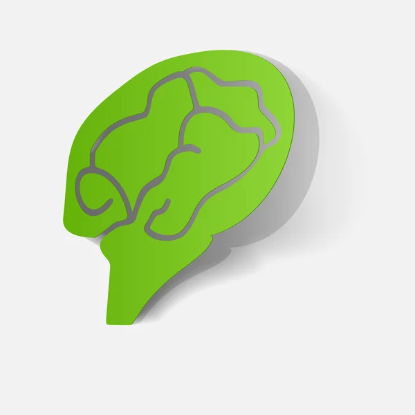 Sticker mit Büroklammern: Gehirn — Stockvektor