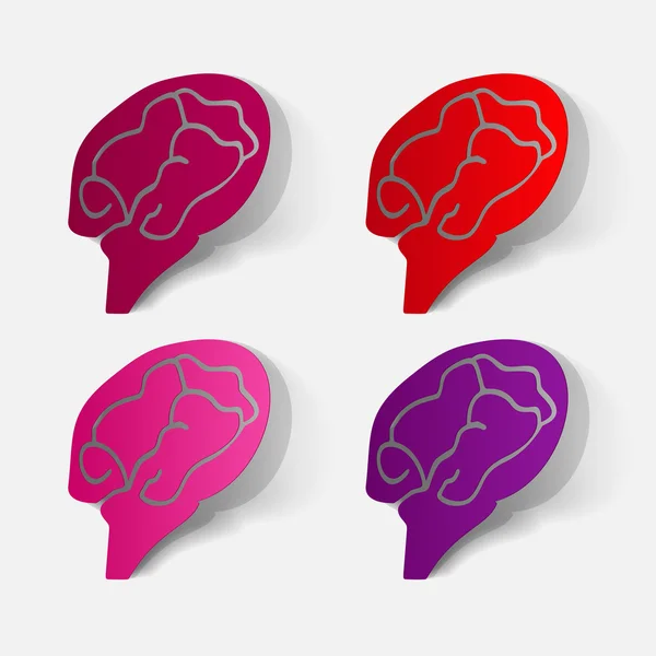 Paper clipped sticker: brain — Stock Vector