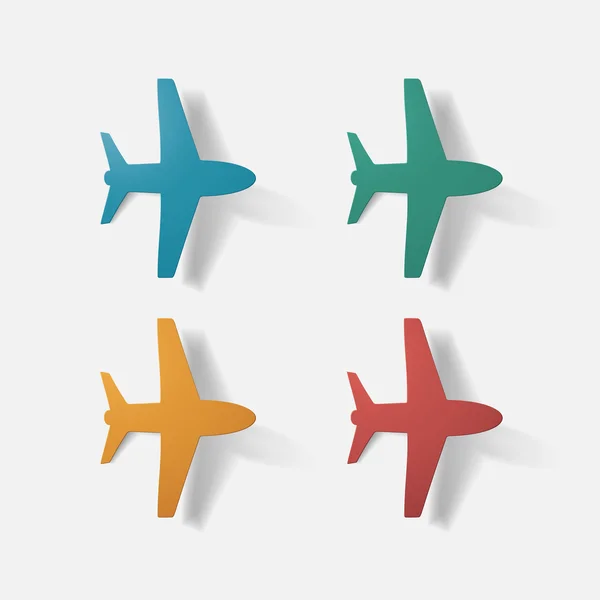 Pegatina recortada de papel: avión de pasajeros — Vector de stock