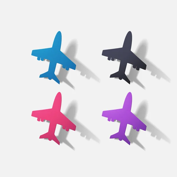 Pegatina recortada de papel: avión de pasajeros — Vector de stock