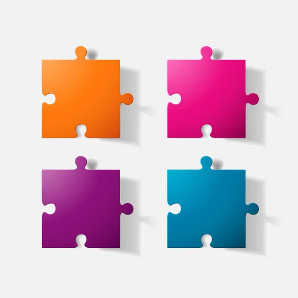 Sticker mit Büroklammern: Puzzle — Stockvektor