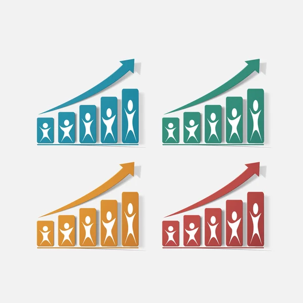 Aufkleber mit Büroklammern: wachsende Grafik — Stockvektor