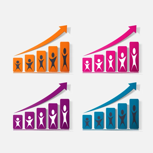 Aufkleber mit Büroklammern: wachsende Grafik — Stockvektor