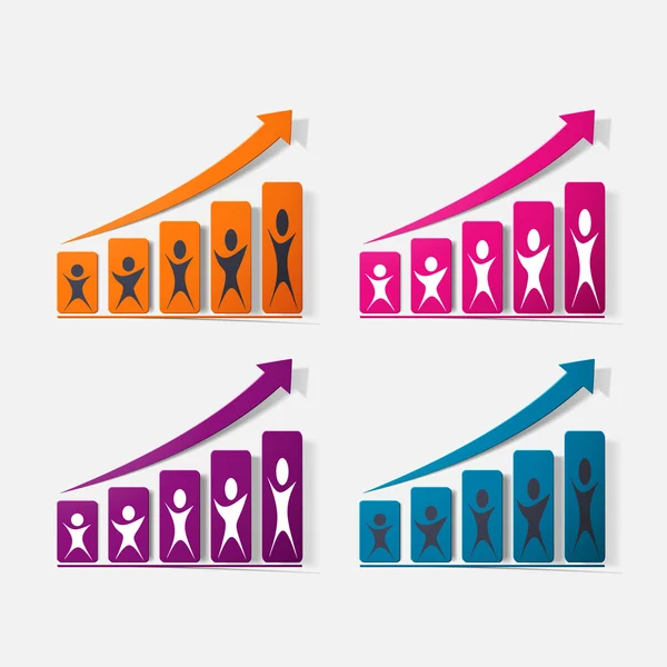 Adesivo ritagliato di carta: grafico crescente — Vettoriale Stock