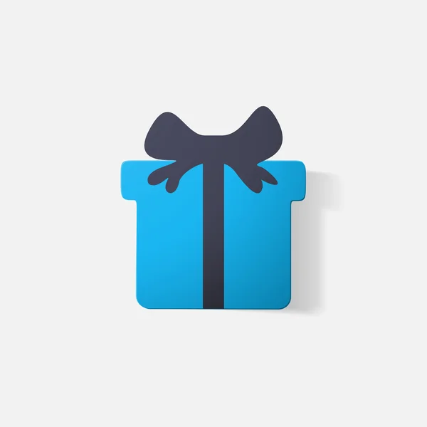 Autocollant papier clippé : cadeau avec arc — Image vectorielle