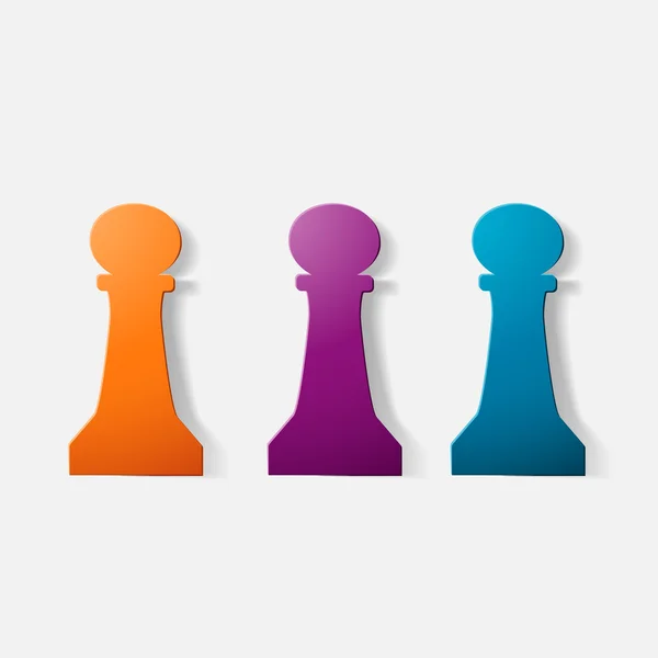 紙クリップ ステッカー: チェスの駒、ポーン — ストックベクタ
