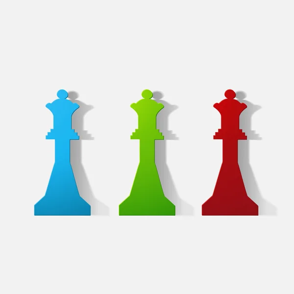 Pegatina recortada de papel: figura de ajedrez, reina — Vector de stock