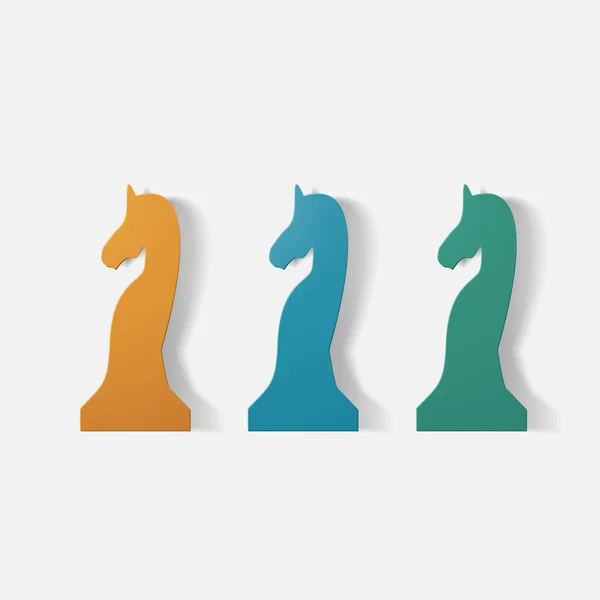 Papíru ustřižená nálepka: šachová figurka kůň — Stockový vektor
