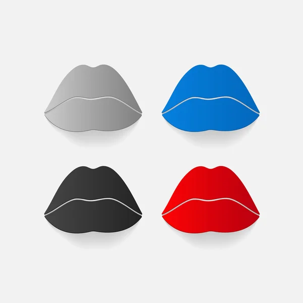 現実的なペーパー ステッカー: セクシーな唇 — ストックベクタ