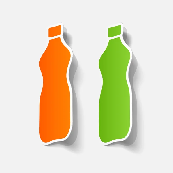 Realistic paper sticker: bottle — Stock Vector