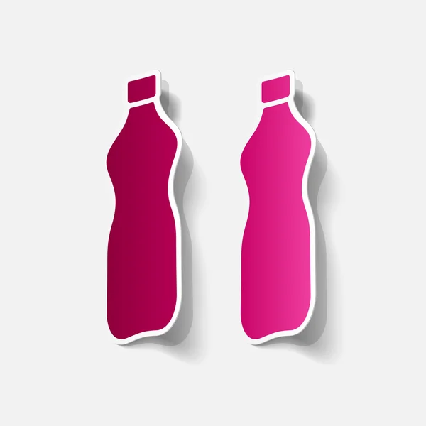 Realistic paper sticker: bottle — Stock Vector