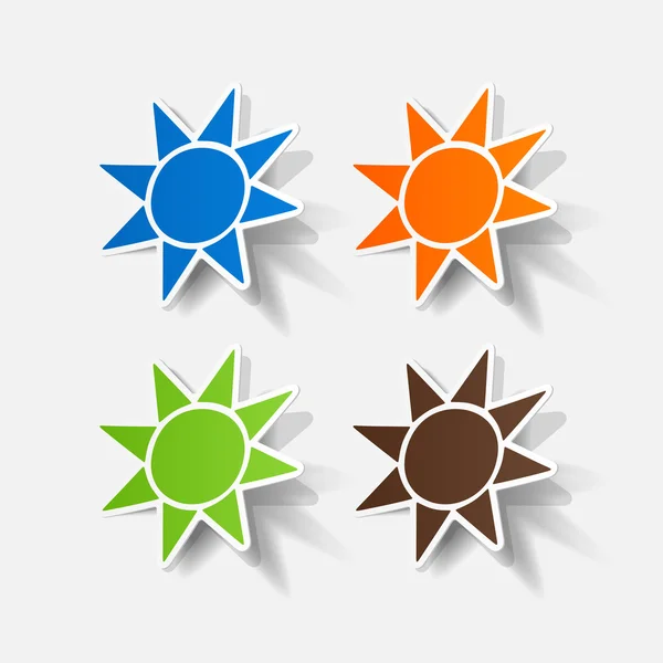 Realistiska papper klistermärke: solen — Stock vektor