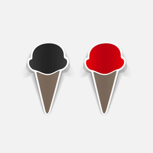 Realistic paper sticker: ice cream — Stock Vector