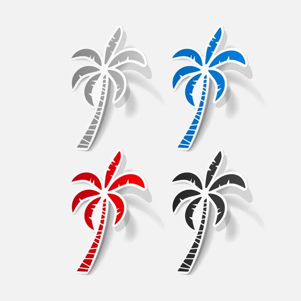 Realistische papier sticker: palm — Stockvector