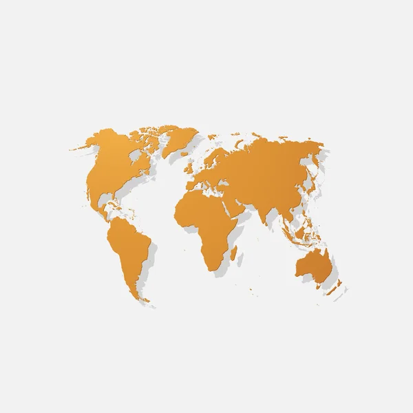Pegatina de papel realista: mapa del mundo — Archivo Imágenes Vectoriales