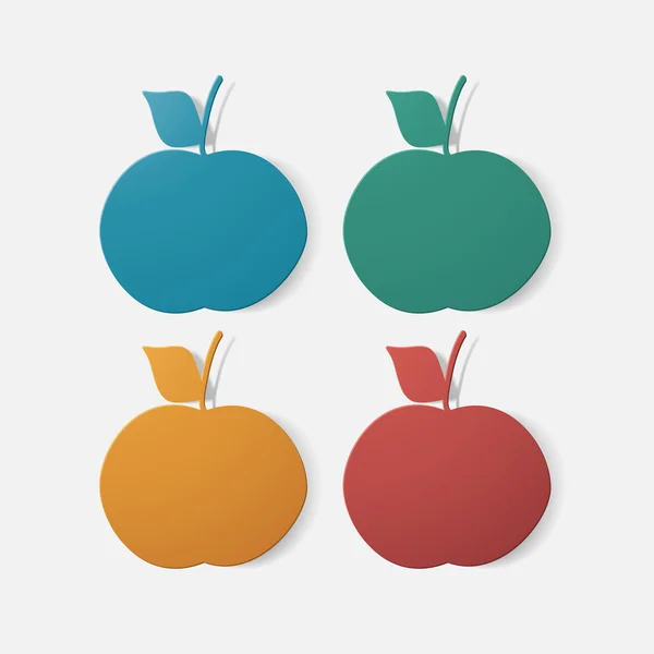 Pegatina recortada de papel: fruta, manzana — Vector de stock