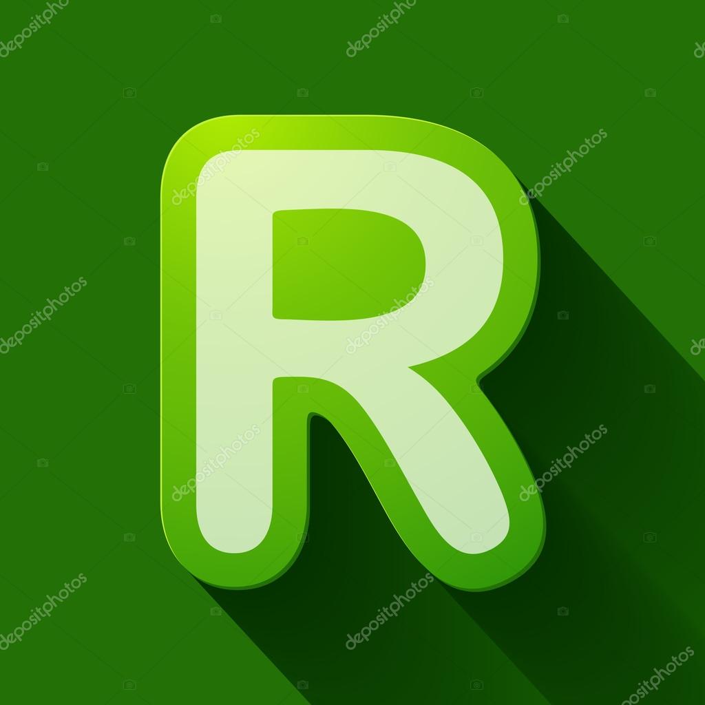 Volume icons alphabet: R . Colorful modern Style.