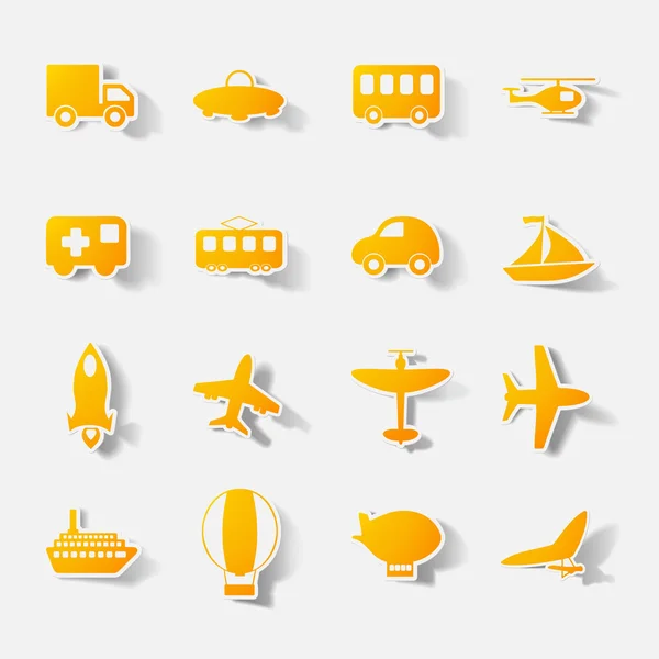 Autocollant papier clippé : transport Set — Image vectorielle
