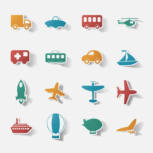 Autocollant papier clippé : transport Set — Image vectorielle