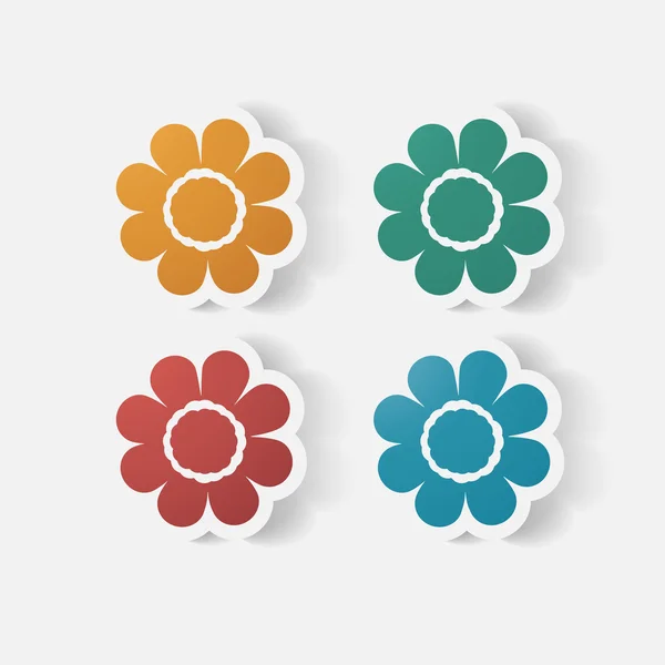 Etiqueta de papel realista: flores. camomila — Vetor de Stock