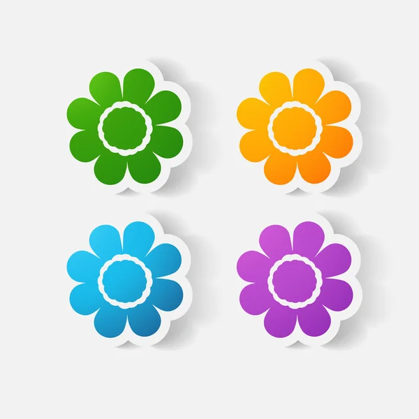 Realistic paper sticker: flowers. camomile — Stock Vector