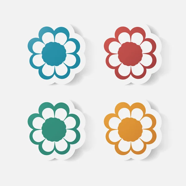 Realistische papier sticker: bloemen. Kamille — Stockvector