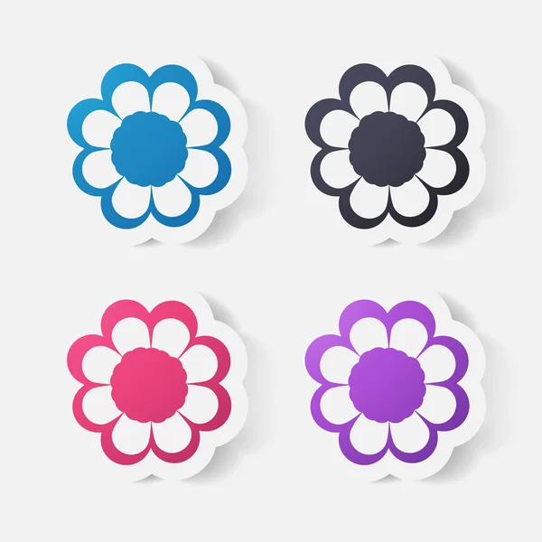 Realistische papier sticker: bloemen. Kamille — Stockvector