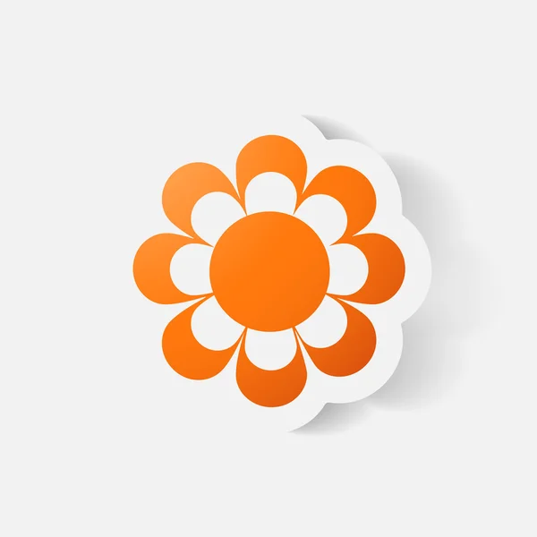 Realistische papier sticker: bloemen. Kamille — Stockvector