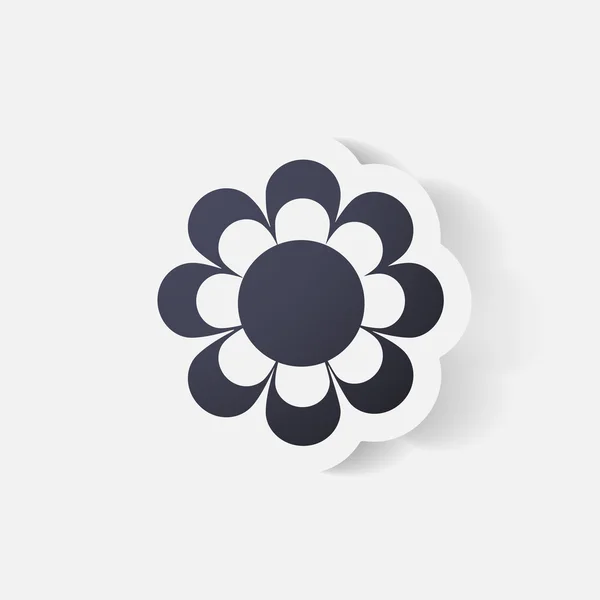 Realistischer Papieraufkleber: Blumen. Kamille — Stockvektor