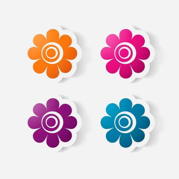 Etiqueta de papel realista: flores. camomila — Vetor de Stock
