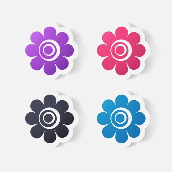 Realistische papier sticker: bloemen. Kamille — Stockvector