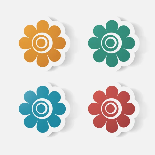 Realistische papier sticker: bloemen. Kamille — Stockvector