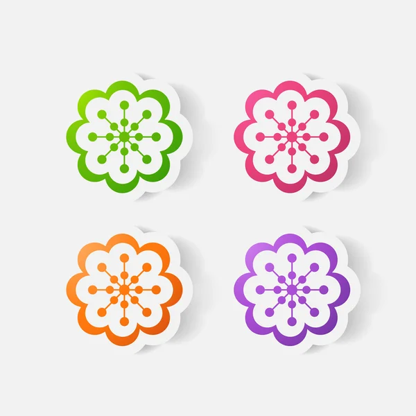 Sticker papier réaliste : fleurs. camomille — Image vectorielle