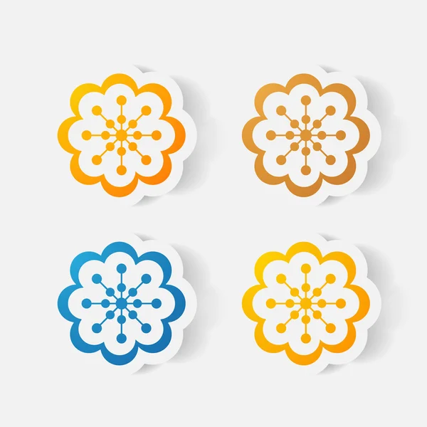 Realistic paper sticker: flowers. camomile — Stock Vector