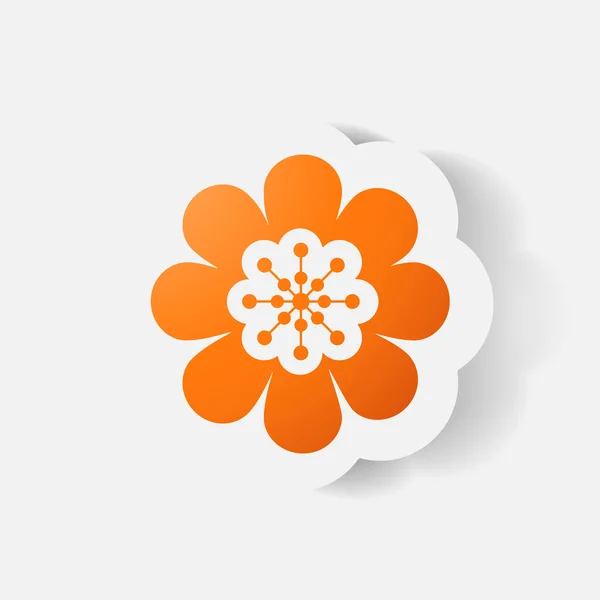 Realistic paper sticker: flowers. camomile — Stock Vector