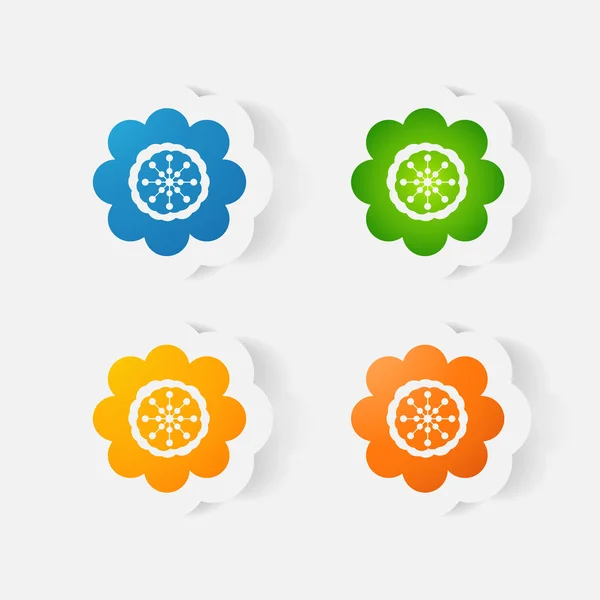 Sticker papier réaliste : fleurs. camomille — Image vectorielle