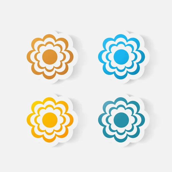 Realistische papier sticker: bloemen. Kamille — Stockvector