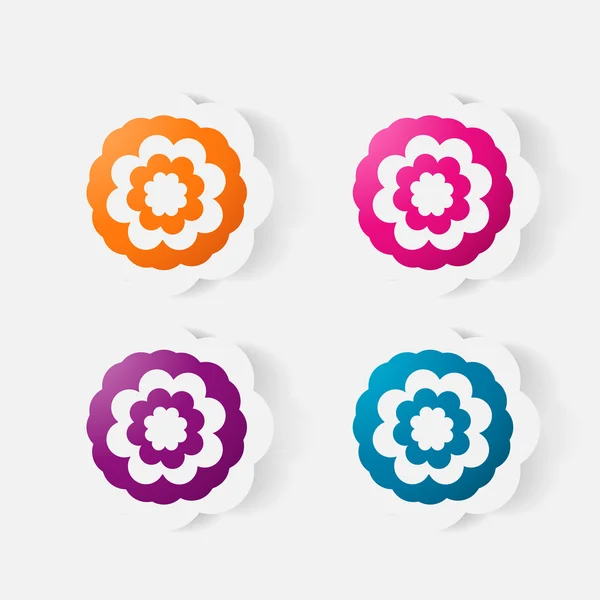 Realistiska papper klistermärke: blommor. camomile — Stock vektor
