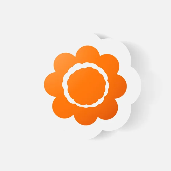 Realistische papier sticker: bloemen. Kamille — Stockvector