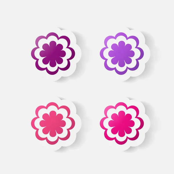 Sticker papier réaliste : fleurs. camomille — Image vectorielle