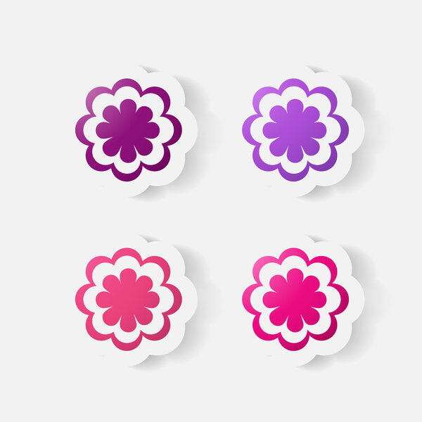 Realistic paper sticker: flowers. camomile