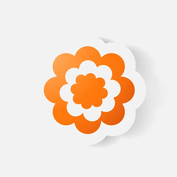 Realistische papier sticker: bloemen. Kamille — Stockvector