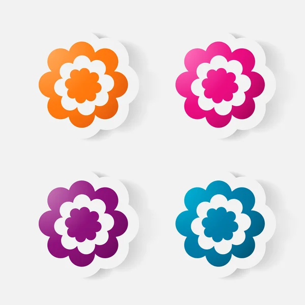 Realistische papier sticker: bloemen. Kamille — Stockvector