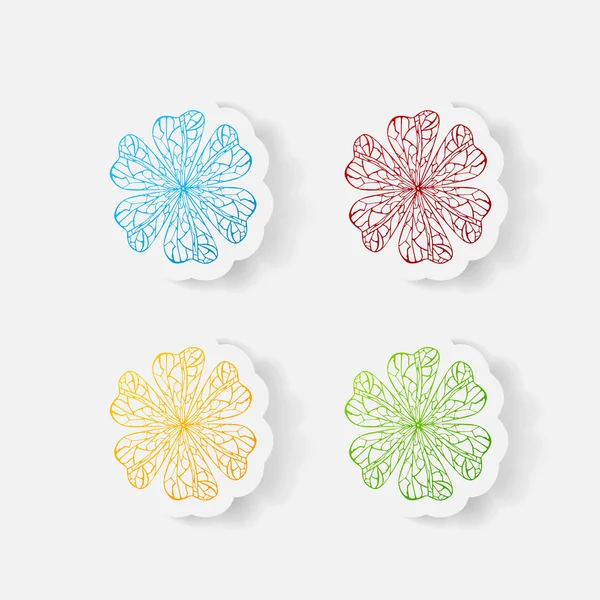 Realistic paper sticker: flowers. — Stock Vector