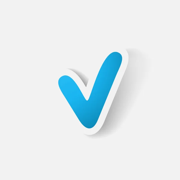 Paper clipped sticker: tick — Stock Vector