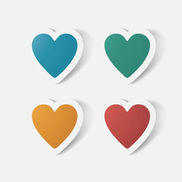 Paper clipped sticker: heart — Stock Vector