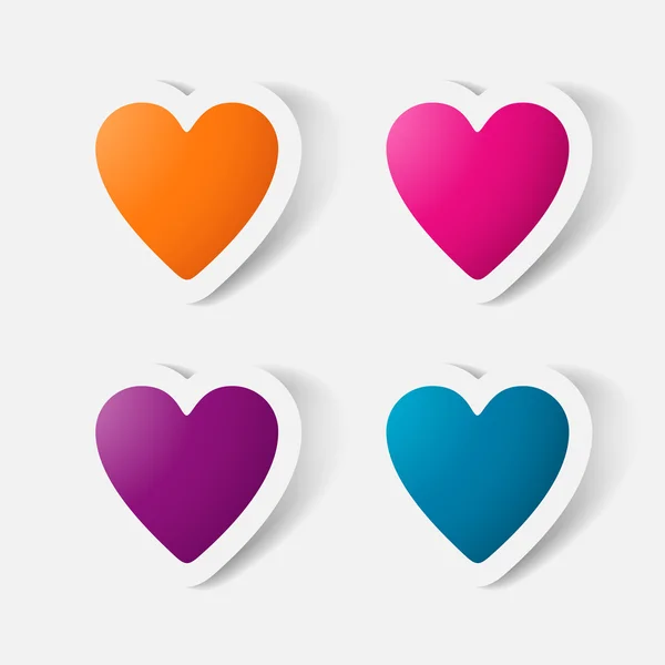 Sticker mit Büroklammern: Herz — Stockvektor