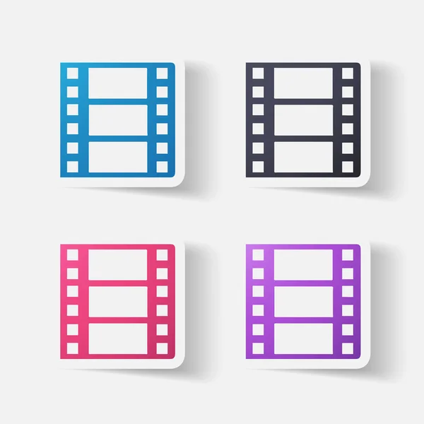 Paper clipped sticker: film — Stock Vector