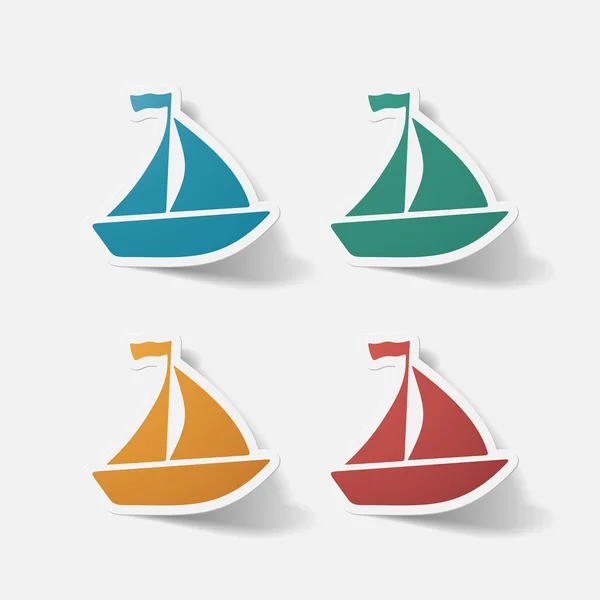 Papier geknipte sticker: zeilschip — Stockvector